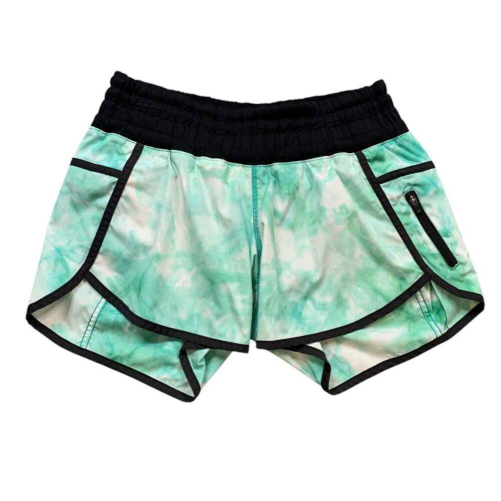 Lululemon Shorts Womens 6 Black Emerald Tracker Zip Pocket Inner Lined Athletic